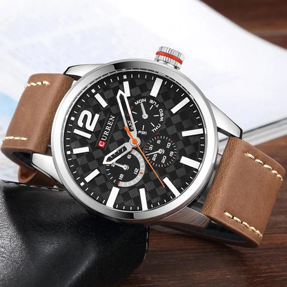 CURREN WATCHES  CURREN Original Brand Leather Straps Wrist Watch For Men With Brand (Box & Bag)-8247